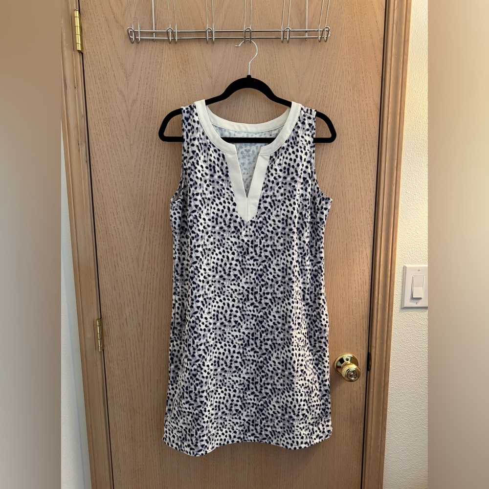 Tommy Bahama Black and White Sleeveless A-Line Mini Dress w/ pockets